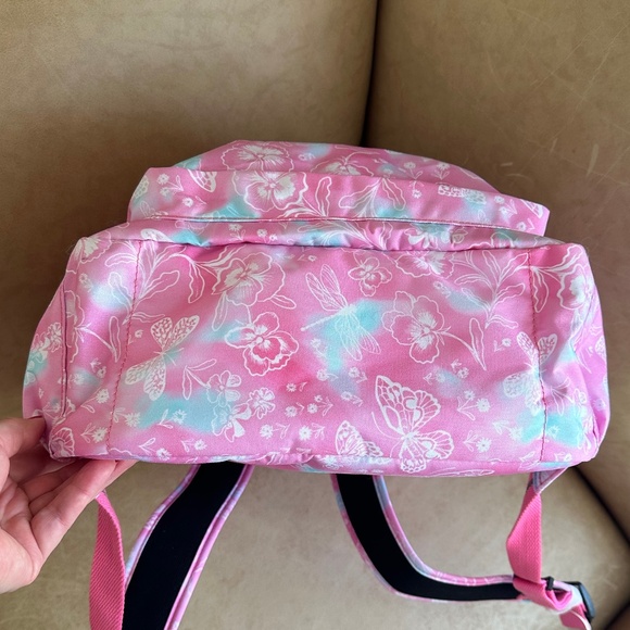 Kipling Seoul Laptop Backpack Garden Clouds Pink/White/Blue Floral/Butterfly NWT - Picture 8 of 16